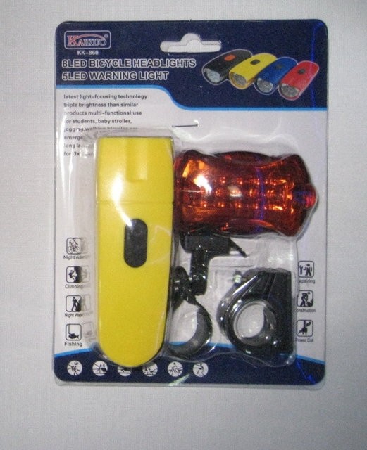 Комплект фонарей для велосипеда KK-860 (передний и задний), желтый