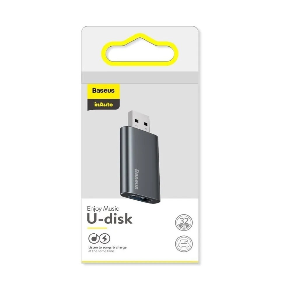 USB флеш-накопитель для авто Baseus Enjoy Music U-disk 64 гб с портом USB для зарядки, серый