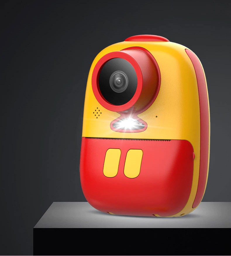 Детская цифровая фото-видеокамера с мгновенной печатью, красно-желтая