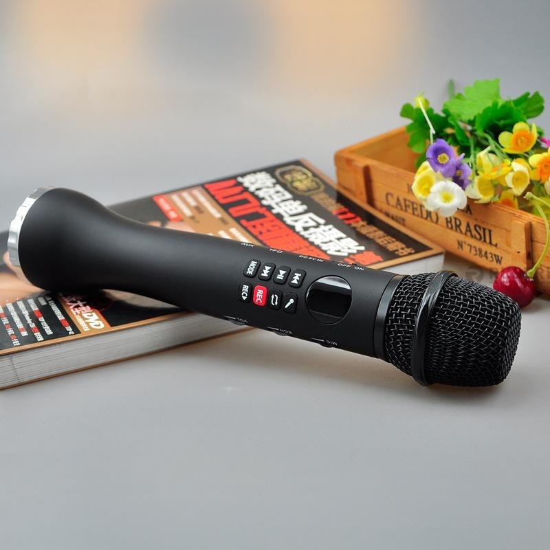Беспроводной Bluetooth караоке микрофон L-598 с динамиком, черный