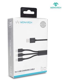 MONARCH 3IN1 USB КАБЕЛЬ ДЛЯ IPH/IPD-MICRO- TYPE-C