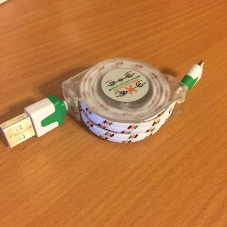 USB дата-кабель рулетка для iPhone, белый