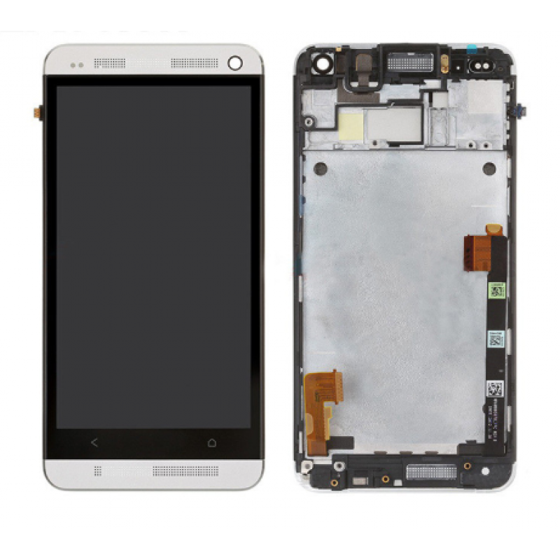 Дисплей с тачскрином  для HTC One M7 ( 801e ) в рамке белый