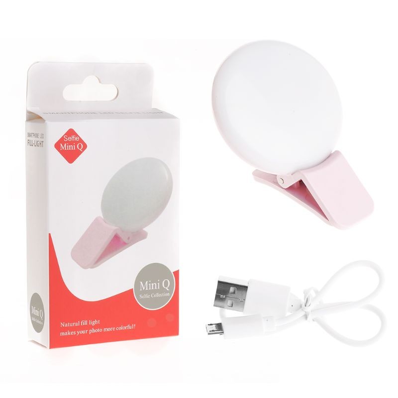 Селфи-вспышка LED Mini Q для телефона, розовая