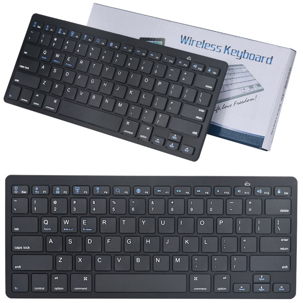 Беспроводная Bluetooth клавиатура для планшетов, смартфонов и ПК, черная