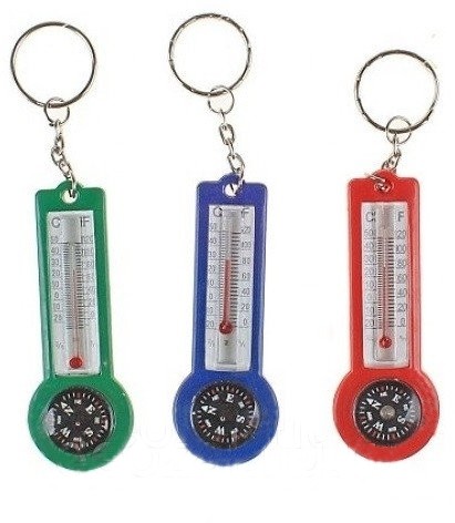 Компас-брелок с термометром, красный