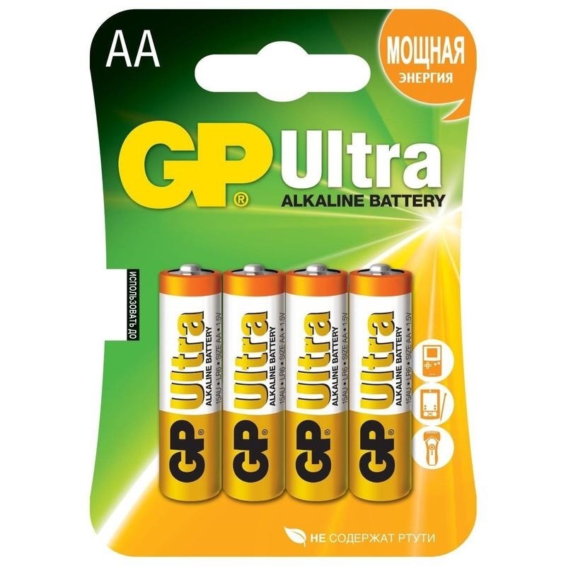Батарейки GP Ultra AA (Пальчиковые) (ЦЕНА ЗА 4 ШТУКИ)