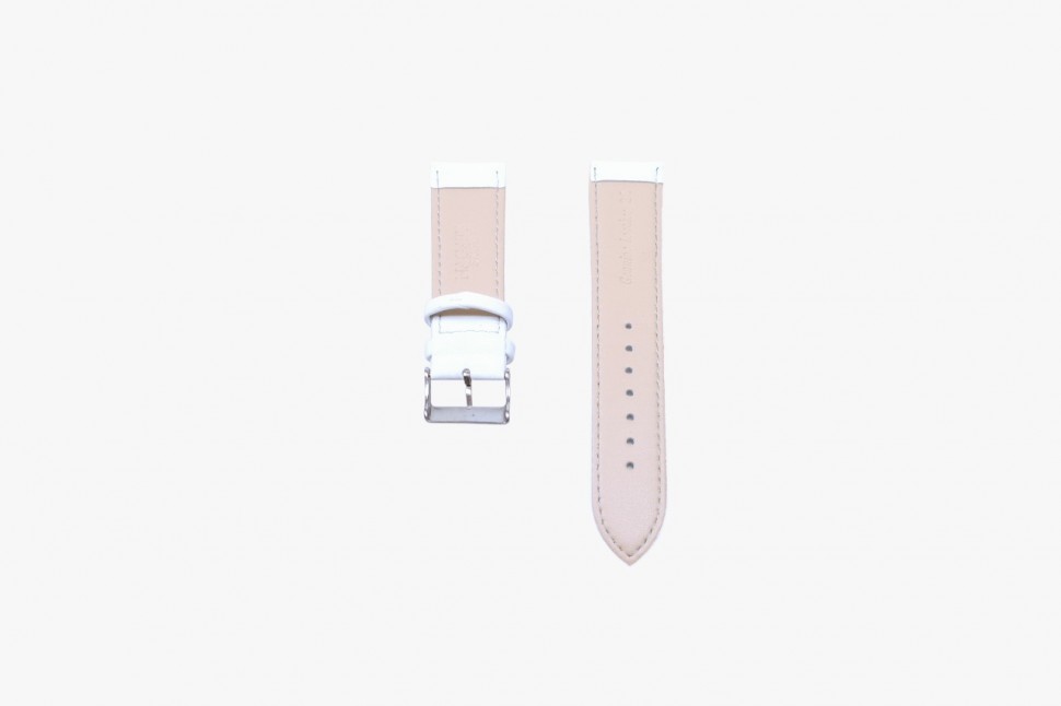 Кожаный ремень для часов NAGATA белый, 22мм (гладкая кожа)