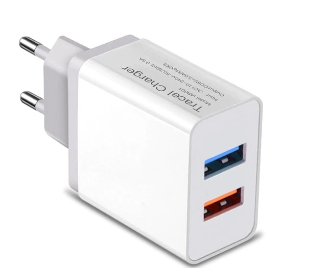 Сетевое зарядное устройство Travel Charger AR001 2.4А на 2 USB, голубое