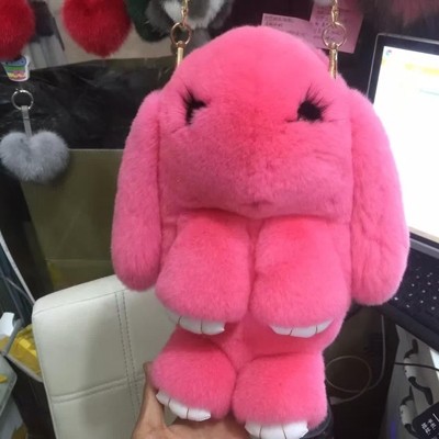 Сумка-рюкзак Кролик (Зайка) из меха розовый