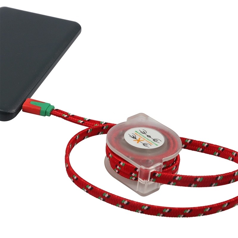 USB дата-кабель рулетка Micro USB, красный