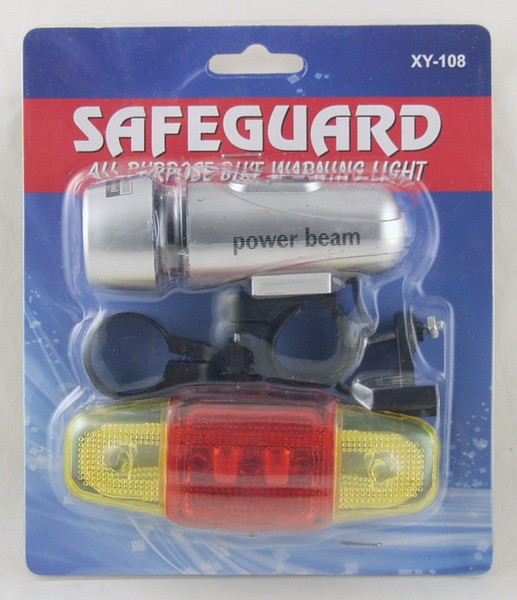 Фонари LED на велосипед Safeguard XY-108 (передний 5 диодов + задний 3 красных и 2 желтых)