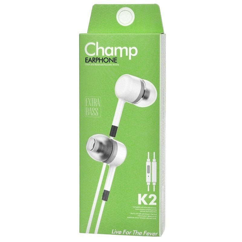 Проводные наушники с микрофоном Champ Earphone K2