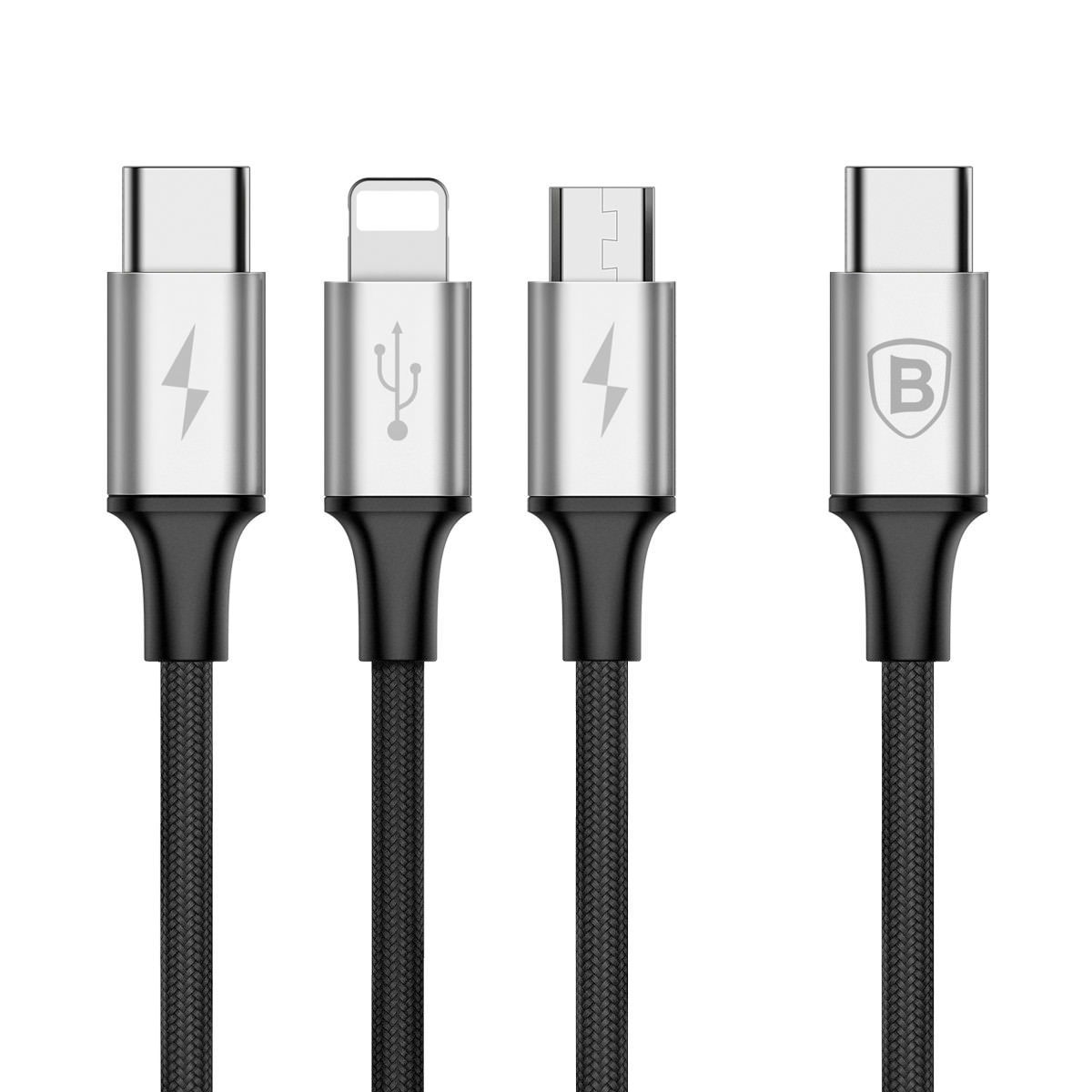 Переходник baseus usb c usb. Кабель 3 в 1 Lightning Micro USB Type c. Кабель USB C Lightning Baseus. Baseus Type-c USB 3.1. Кабель Type-c/USB универсальный - Lightning / Micro USB / Type-c Baseus cass03010 1.2м Black 608743.