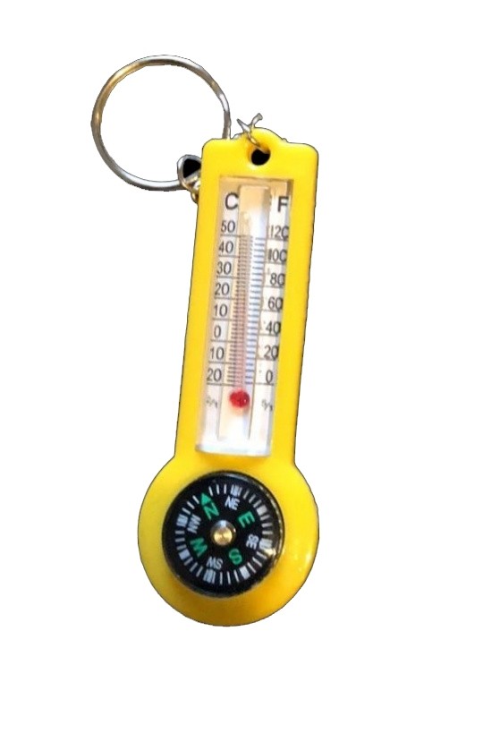 Компас-брелок с термометром, желтый